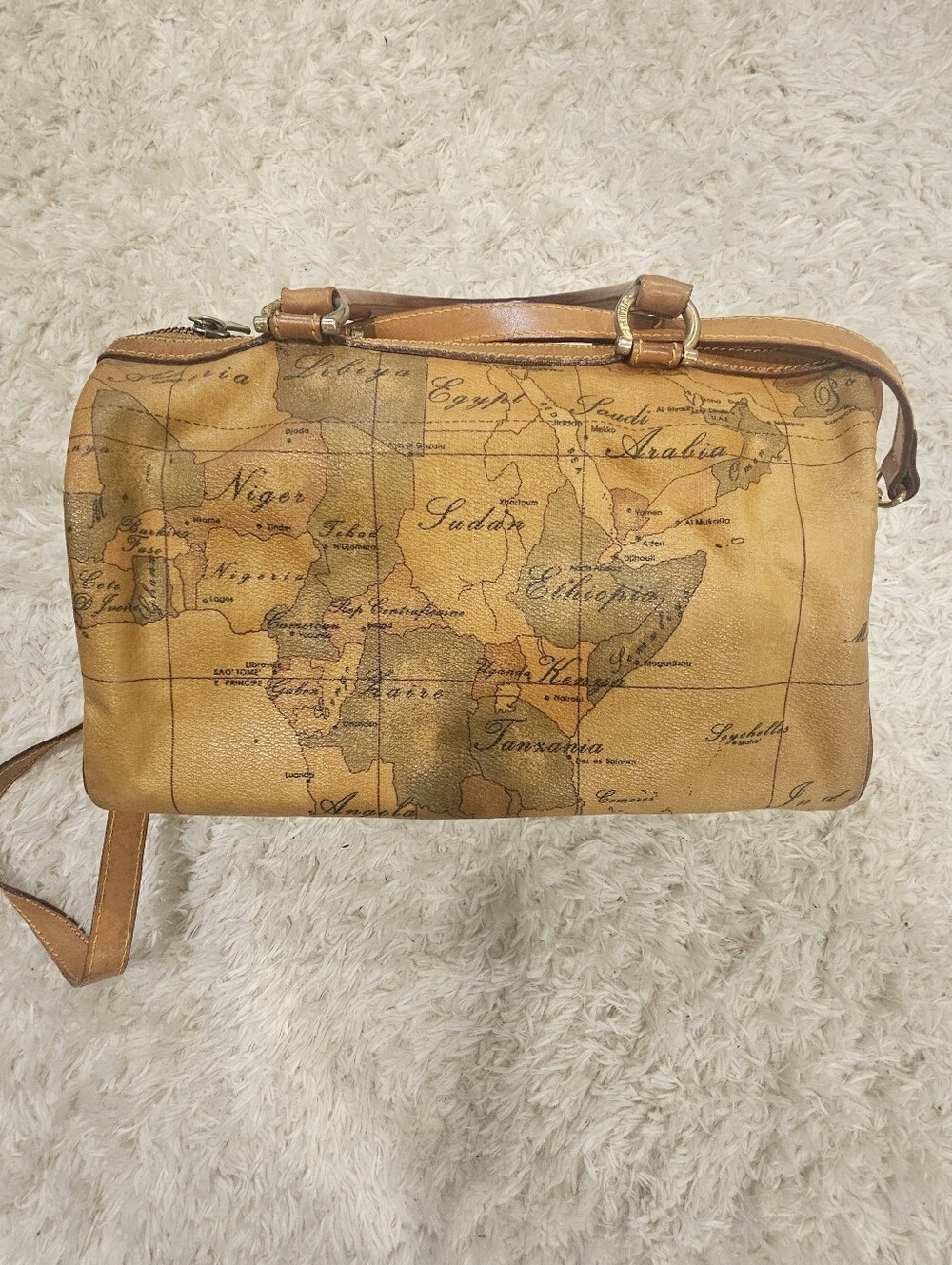 Alviero Martini Leather Map Two-Way Bag - Picture 3 of 9